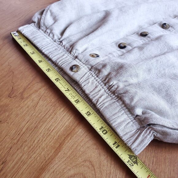 Vintage Linen Blend Button Front Skirt XS Beige 24 x 33.5 Minimalist Lagom 80s - Picture 7 of 8